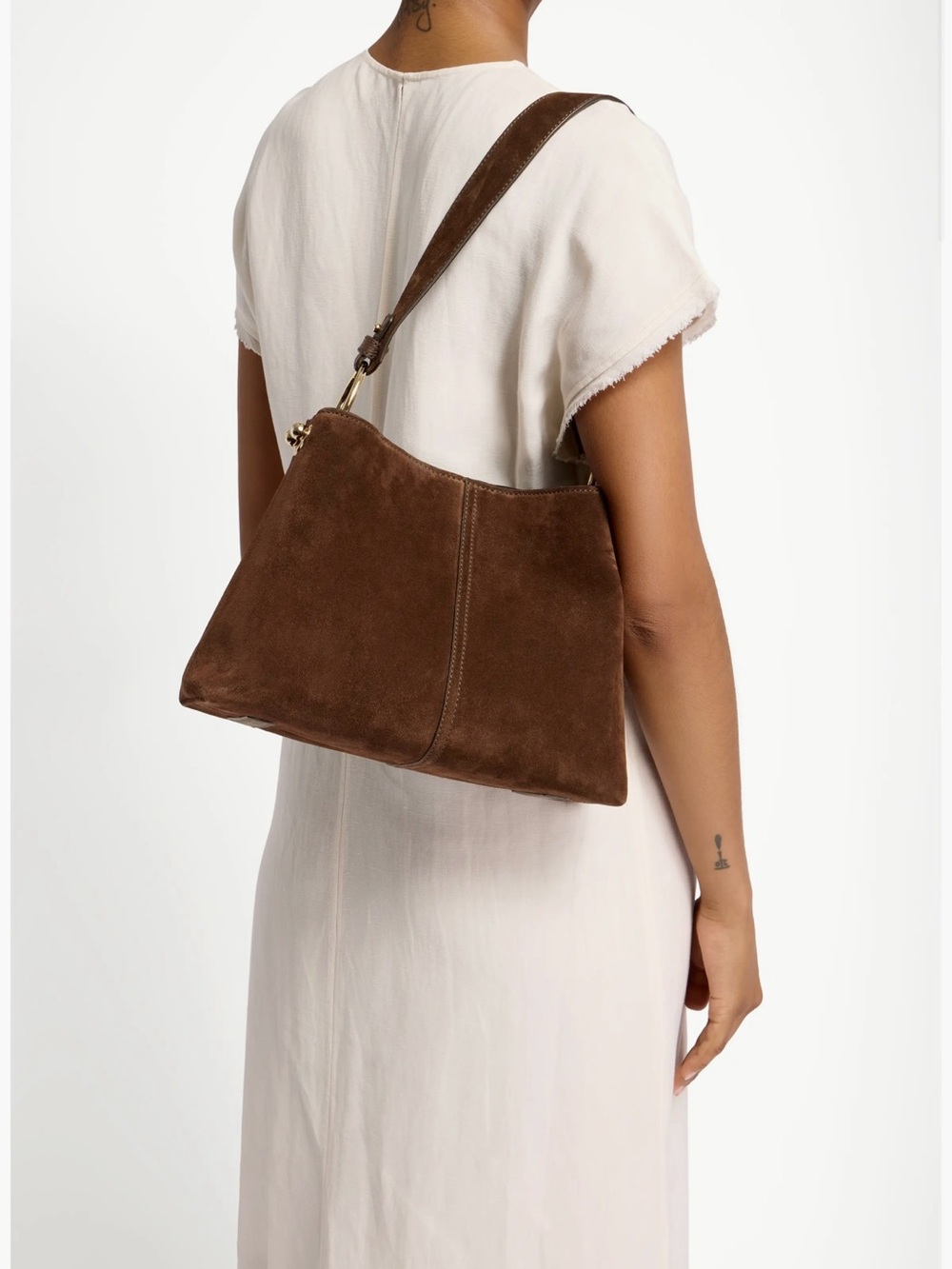 Strathberry Espresso Suede Lana Hobo Bag